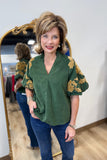 THML Embossed Corduroy Blouse Green