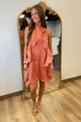 Autumn Elegance Dress Rust