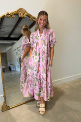 Umgee Garden Fest Midi Dress Pink