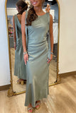 Never Ending Satin Cowl Neck Maxi Dress Sage