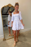 Trinity Smocked Bodice Floral Dress Lavender