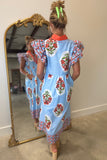 Floral Flame Midi Dress Blue