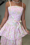 Blossom Tiered Midi Dress Pink