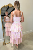 Blossom Tiered Midi Dress Pink