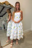 Floral Fever Tiered Midi Dress White