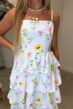 Floral Fever Tiered Midi Dress White