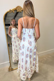 Wavy Bloom Midi Dress Cream