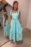On the Green Striped Midi Dress