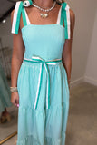 On the Green Striped Midi Dress