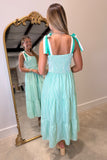 On the Green Striped Midi Dress