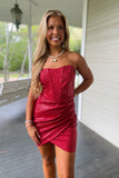 Smoke Show Strapless Corset Homecoming Dress Red