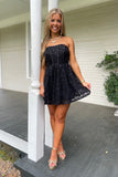 Black Beauty Sequin Strapless Homecoming Dress