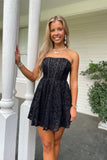 Black Beauty Sequin Strapless Homecoming Dress