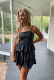 Until Midnight Sequin Homecoming Dress Black
