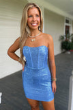 Aqua Allure Strapless Homecoming Dress