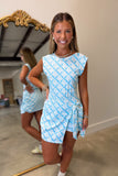Wren Printed Wrap Athletic Dress Blue