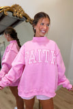 FAITH Gingham Mock Neck Sweatshirt Pink