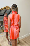 Lined Up Ruffle Neck Dress Orange
