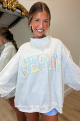 PRE ORDER NOV 5 JESUS Mock Neck Sweatshirt Grey