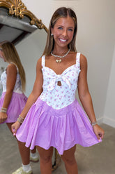Rally Club Floral Pleated Athletic Dress Lavender
