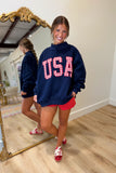 USA Mock Neck Sweatshirt Navy