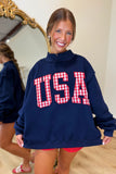 USA Mock Neck Sweatshirt Navy