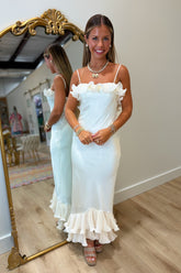 Bridal Shower Ruffled Midi Dress Cream