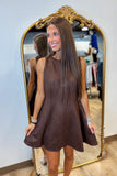 Chestnut Cheer Suede Dress Brown