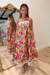 Bold Florals Maxi Dress Pink
