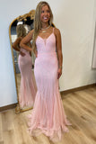 Aurora Glow Sequin Homecoming Gown Light Pink