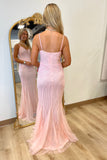 Aurora Glow Sequin Homecoming Gown Light Pink