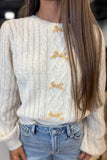 Precious Velvet Bow Sweater Cream