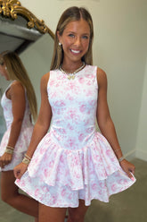 Petal Point Open Back Athletic Dress Pink