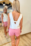 Baylor Back Bow Top White
