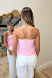 Ellie Strapless Knit Peplum Top Pink