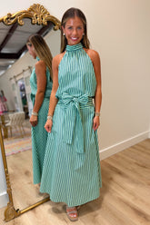 FRNCH Carmine Striped Skirt Set Green