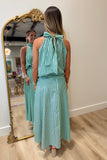 FRNCH Carmine Striped Skirt Set Green