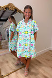 Umgee Abstract Floral Shift Dress Mint