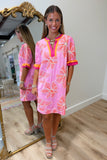 Blushing Citrus Floral Embroidered Dress
