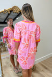 Blushing Citrus Floral Embroidered Dress