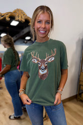In The Wild Deer Graphic Tee Green