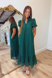 Lanie Eyelet Puff Sleeve Dress Green