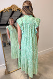 Umgee Green Swirls Scalloped Midi Dress