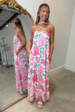 Sydney Strapless Floral Scarf Maxi Dress