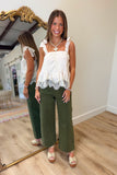 Date Night Lace Tie Top Cream