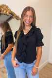Evie Ruffle Top Black