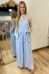 Denim Bow Jumpsuit
