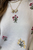 Embroidered Floral Knit Sweater