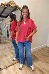 Alexander Ribbed Top Red