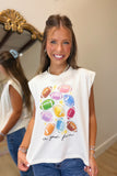 Colorful Footballs Graphic Tank Cream